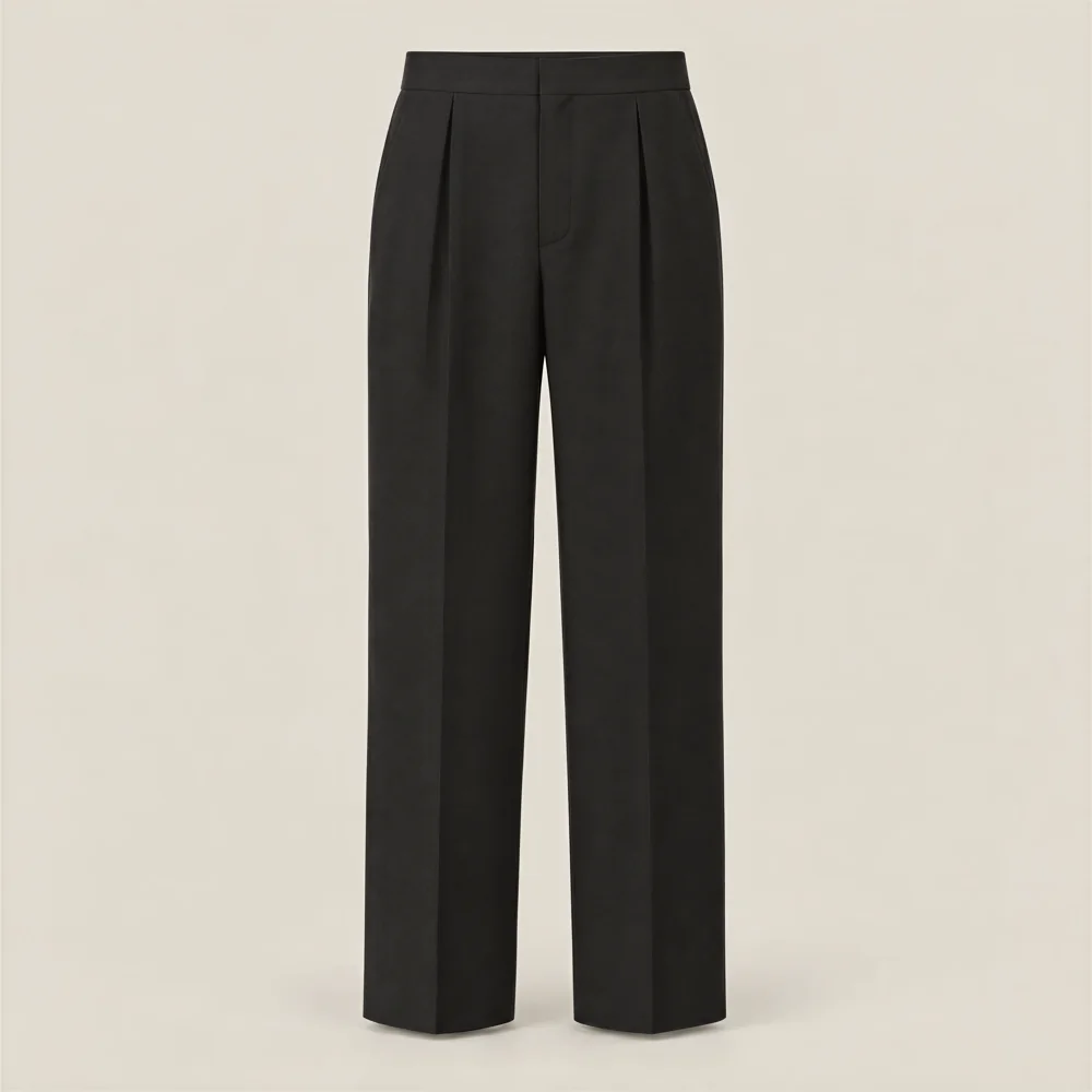 LISIÈRE FW27 Balance trouser: a pleated straight trouser in ink